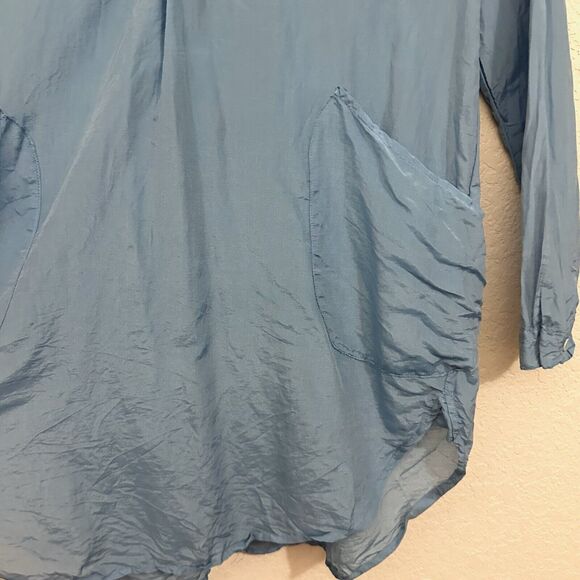 CP SHADES Teton Tunic Top Light Blue Long Sleeve Cotton Silk Blend - Picture 7 of 12